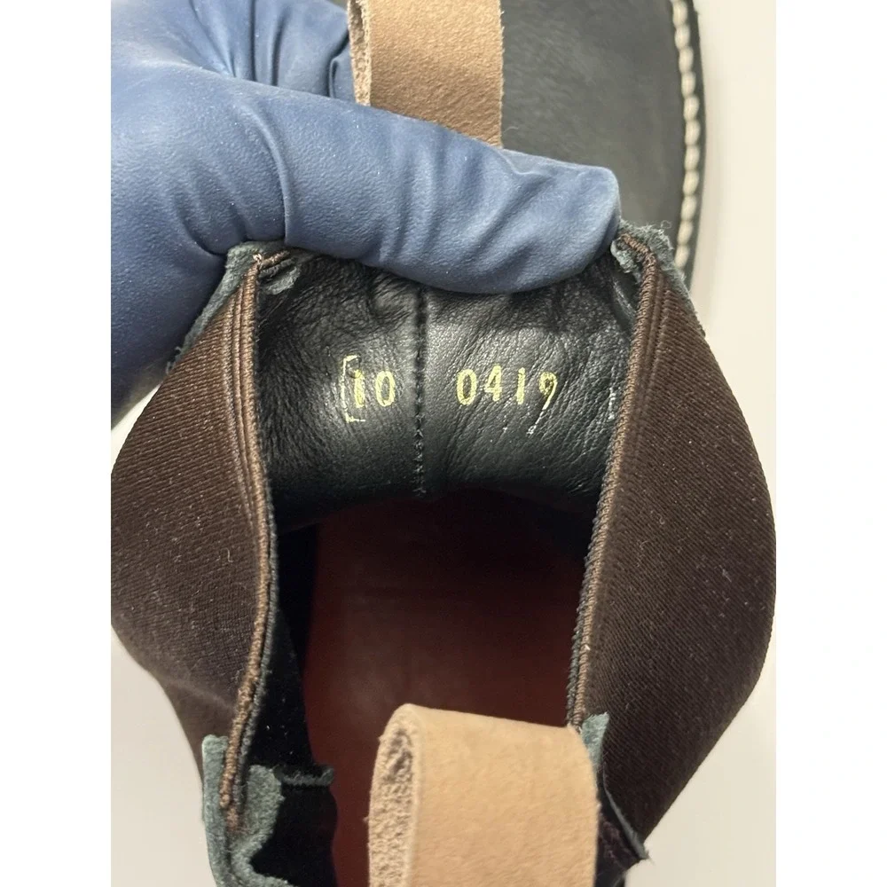 NWOB Davinci Men's Size 10 Navy Blue Leather Handmade Pull On Chelsea Boots